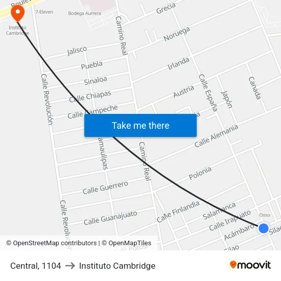 Central, 1104 to Instituto Cambridge map