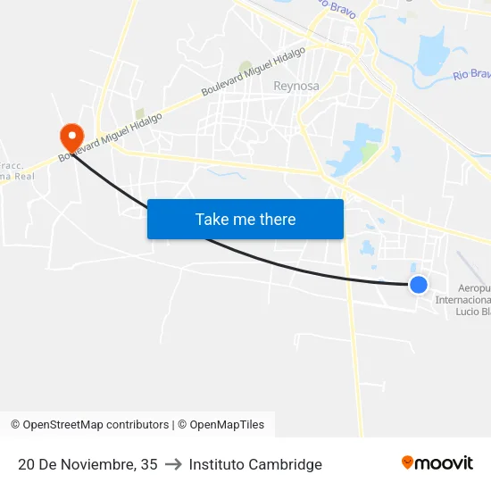 20 De Noviembre, 35 to Instituto Cambridge map
