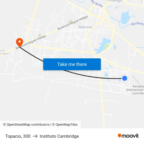 Topacio, 300 to Instituto Cambridge map