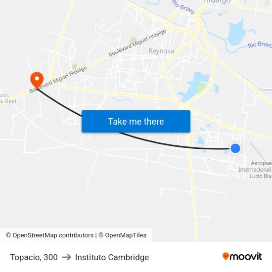 Topacio, 300 to Instituto Cambridge map