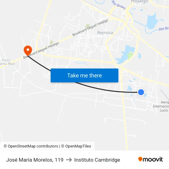 José María Morelos, 119 to Instituto Cambridge map