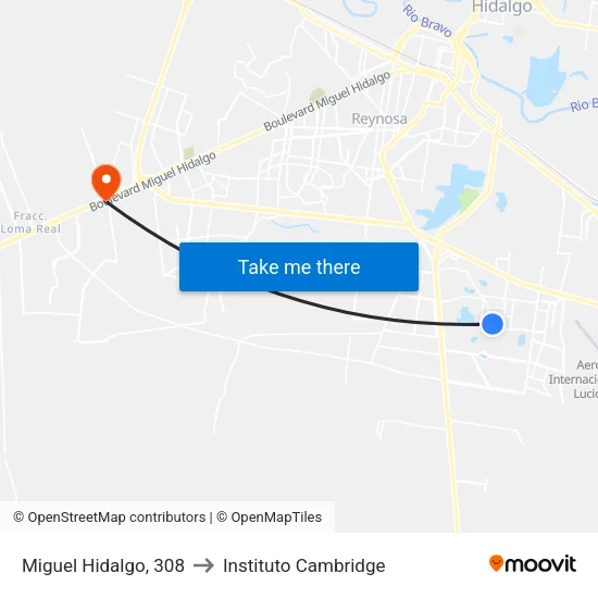 Miguel Hidalgo, 308 to Instituto Cambridge map