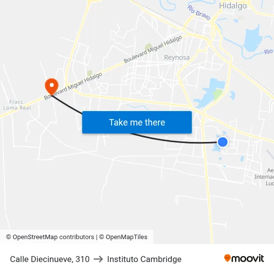 Calle Diecinueve, 310 to Instituto Cambridge map