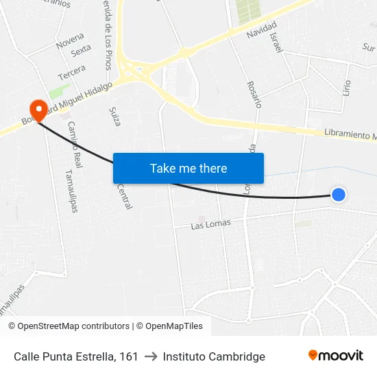 Calle Punta Estrella, 161 to Instituto Cambridge map