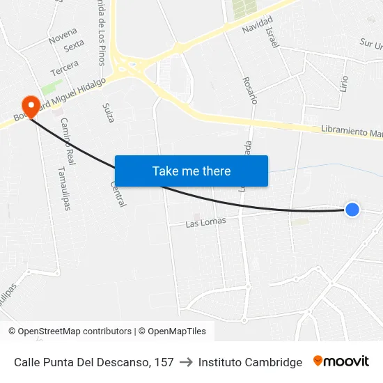 Calle Punta Del Descanso, 157 to Instituto Cambridge map