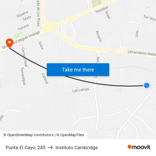Punta El Cayo, 245 to Instituto Cambridge map