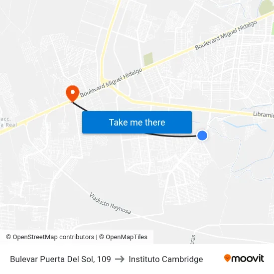Bulevar Puerta Del Sol, 109 to Instituto Cambridge map