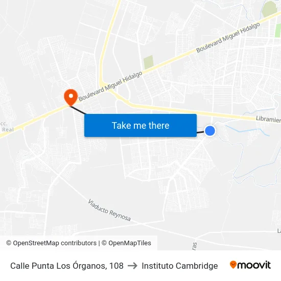 Calle Punta Los Órganos, 108 to Instituto Cambridge map