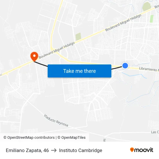 Emiliano Zapata, 46 to Instituto Cambridge map