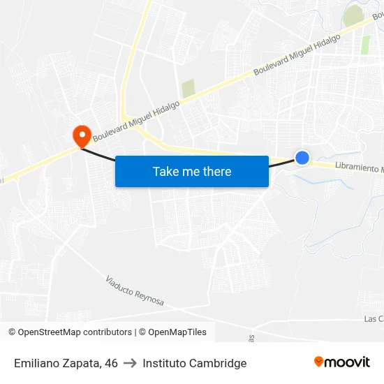 Emiliano Zapata, 46 to Instituto Cambridge map