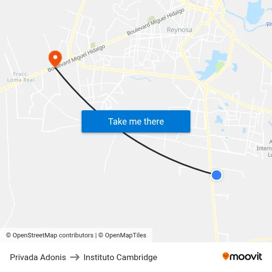 Privada Adonis to Instituto Cambridge map