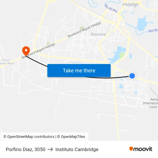 Porfirio Díaz, 3050 to Instituto Cambridge map