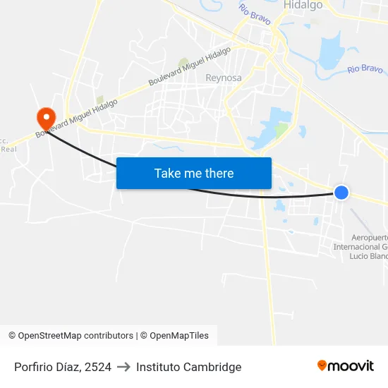 Porfirio Díaz, 2524 to Instituto Cambridge map