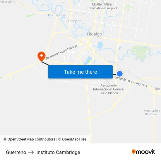 Guerreno to Instituto Cambridge map