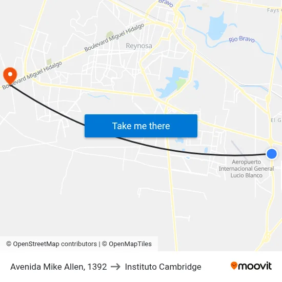 Avenida Mike Allen, 1392 to Instituto Cambridge map