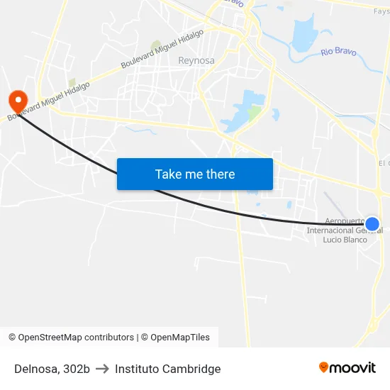 Delnosa, 302b to Instituto Cambridge map
