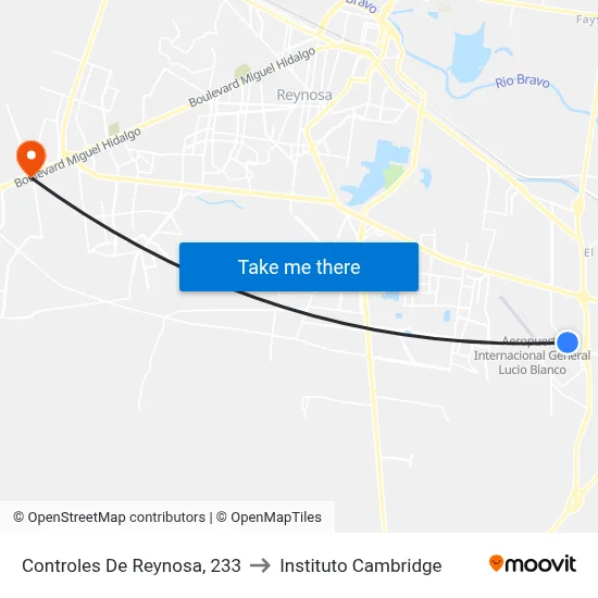 Controles De Reynosa, 233 to Instituto Cambridge map
