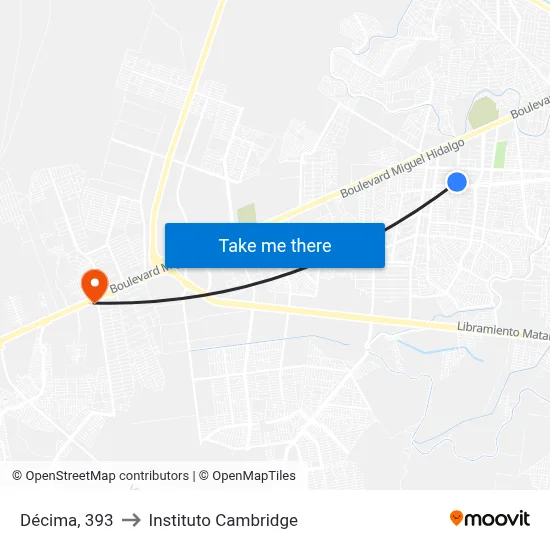 Décima, 393 to Instituto Cambridge map