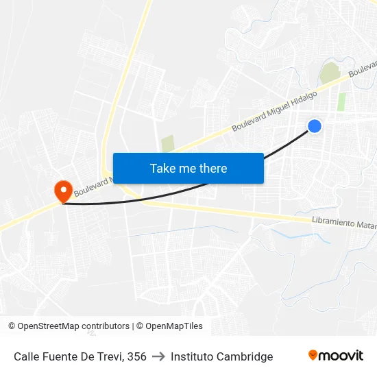Calle Fuente De Trevi, 356 to Instituto Cambridge map
