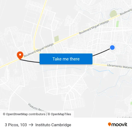 3 Picos, 103 to Instituto Cambridge map