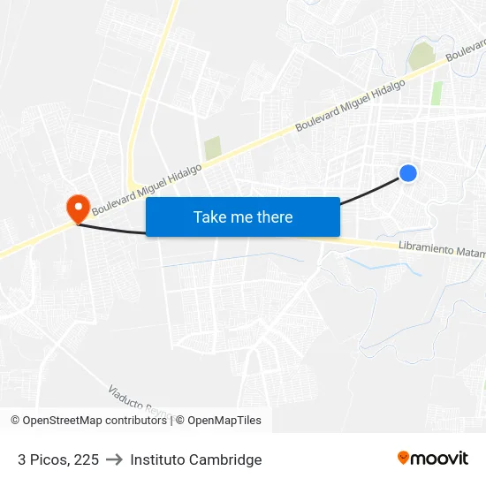 3 Picos, 225 to Instituto Cambridge map