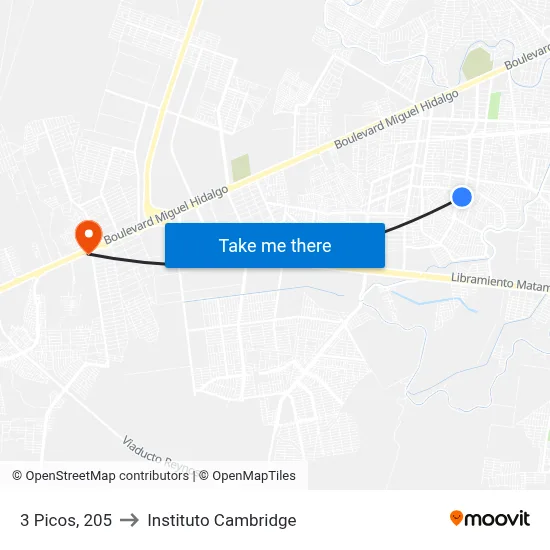 3 Picos, 205 to Instituto Cambridge map