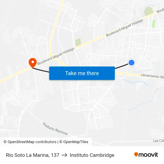 Río Soto La Marina, 137 to Instituto Cambridge map