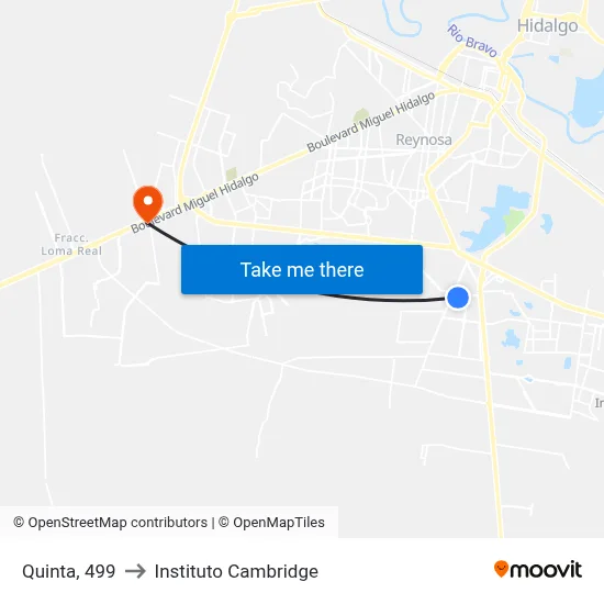 Quinta, 499 to Instituto Cambridge map