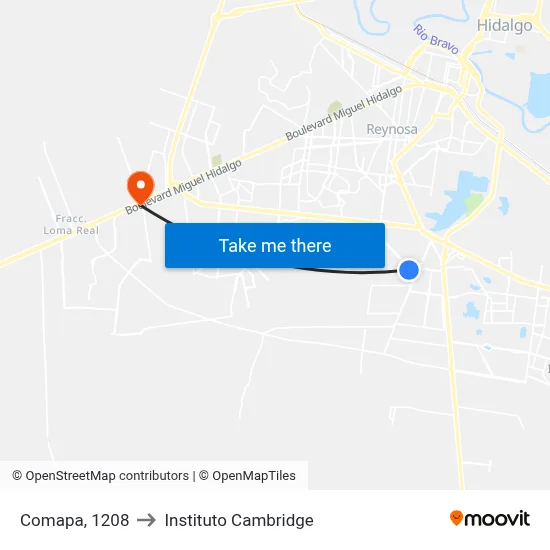 Comapa, 1208 to Instituto Cambridge map