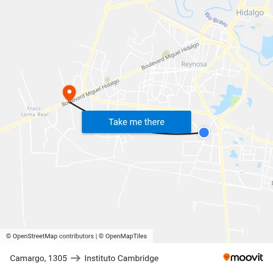 Camargo, 1305 to Instituto Cambridge map