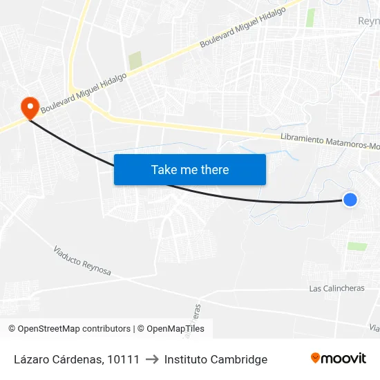 Lázaro Cárdenas, 10111 to Instituto Cambridge map