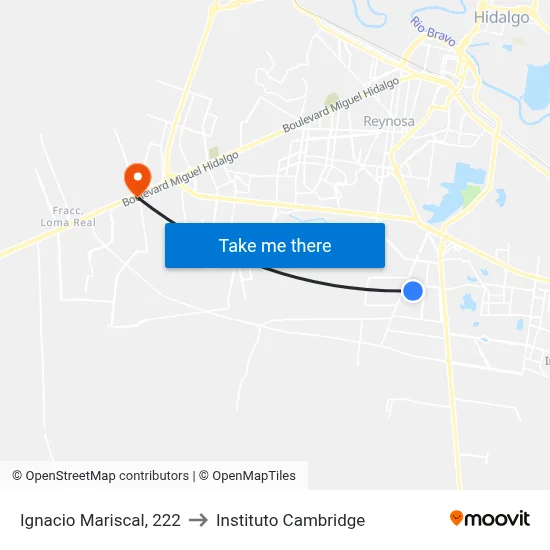 Ignacio Mariscal, 222 to Instituto Cambridge map
