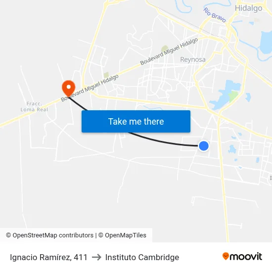 Ignacio Ramírez, 411 to Instituto Cambridge map