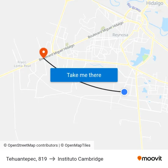 Tehuantepec, 819 to Instituto Cambridge map