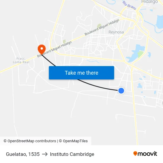 Guelatao, 1535 to Instituto Cambridge map
