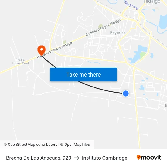 Brecha De Las Anacuas, 920 to Instituto Cambridge map