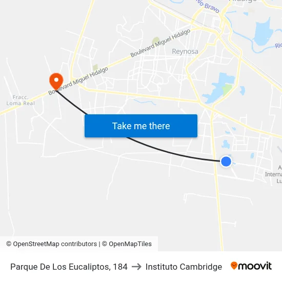 Parque De Los Eucaliptos, 184 to Instituto Cambridge map