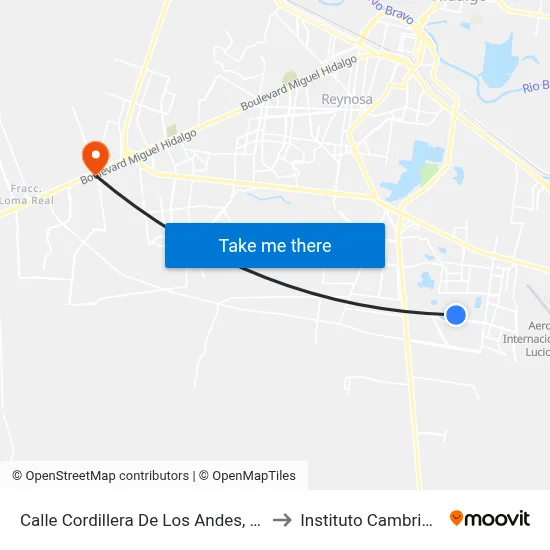Calle Cordillera De Los Andes, 621 to Instituto Cambridge map