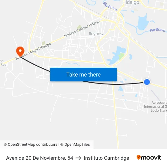 Avenida 20 De Noviembre, 54 to Instituto Cambridge map