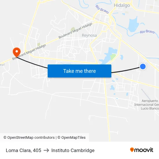 Loma Clara, 405 to Instituto Cambridge map
