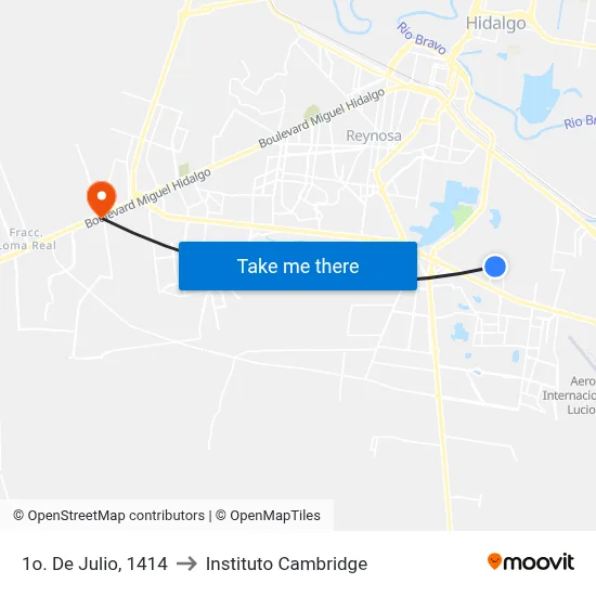 1o. De Julio, 1414 to Instituto Cambridge map
