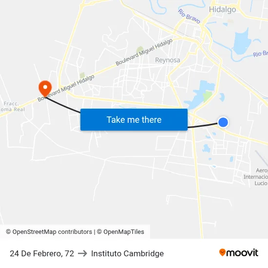 24 De Febrero, 72 to Instituto Cambridge map