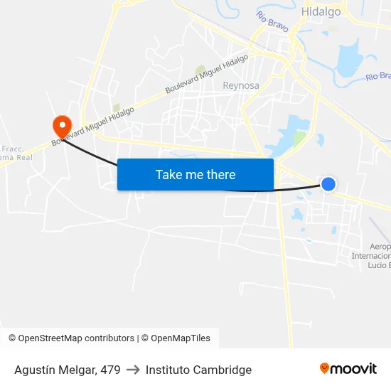 Agustín Melgar, 479 to Instituto Cambridge map