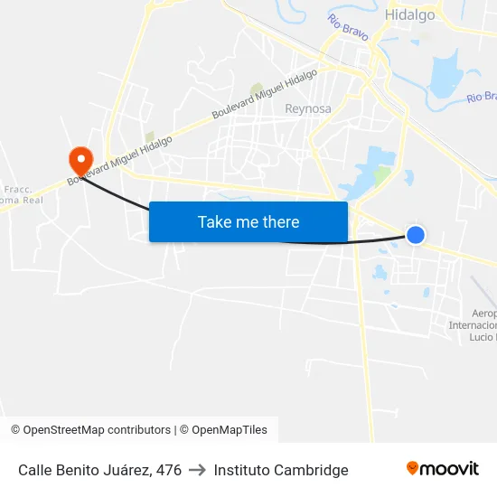 Calle Benito Juárez, 476 to Instituto Cambridge map
