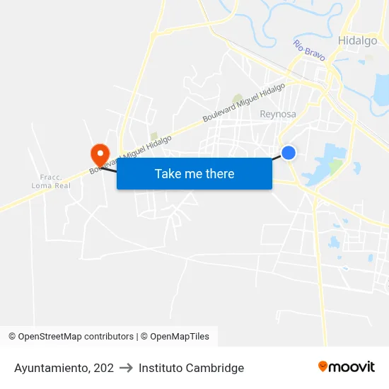 Ayuntamiento, 202 to Instituto Cambridge map