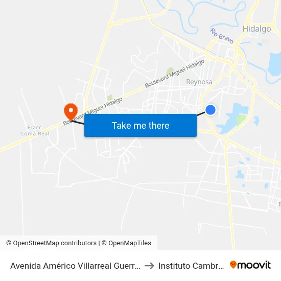Avenida Américo Villarreal Guerra, 103 to Instituto Cambridge map