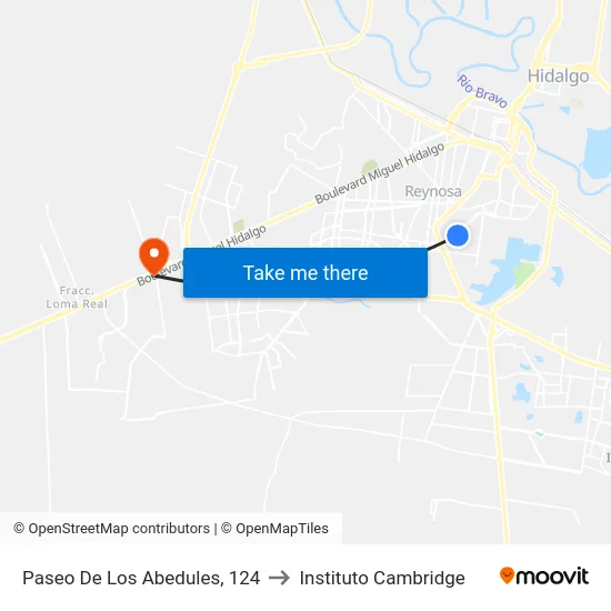 Paseo De Los Abedules, 124 to Instituto Cambridge map
