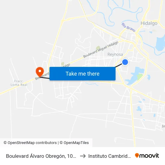 Boulevard Álvaro Obregón, 1012 to Instituto Cambridge map