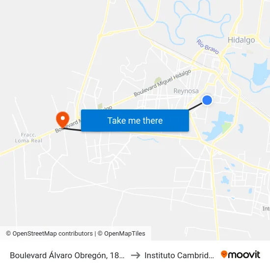 Boulevard Álvaro Obregón, 1812 to Instituto Cambridge map