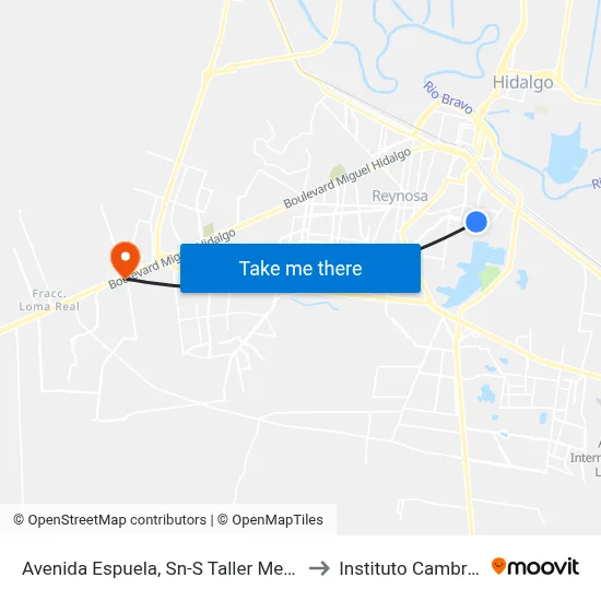 Avenida Espuela, Sn-S Taller Mecanico to Instituto Cambridge map